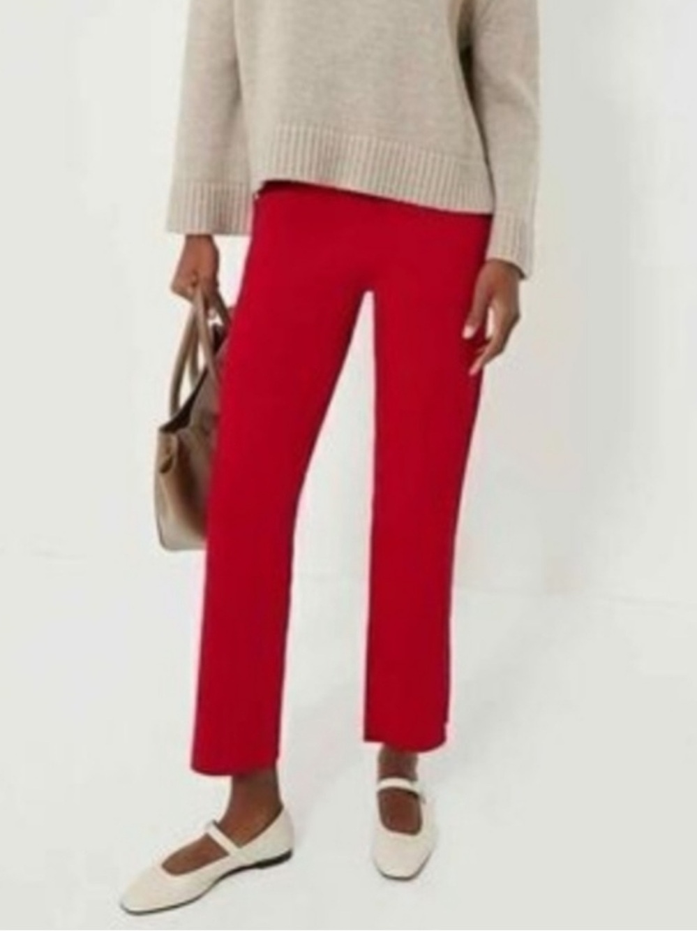 Tuckernuck Ashford Crop Kick Compression Knit Pants Size Large Vibrant Red